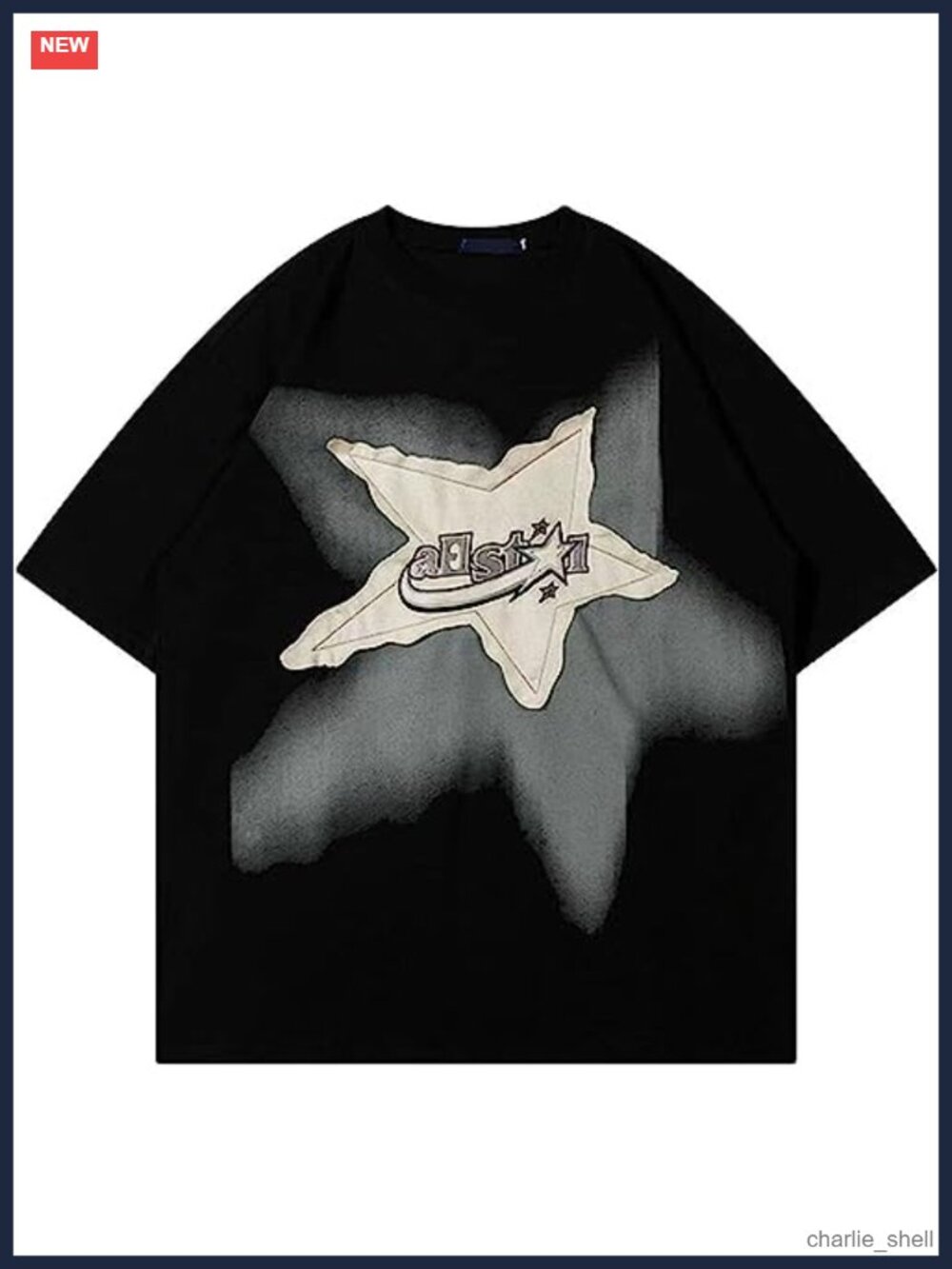 Oversized Y2K Star Graphic Tee 100% Cotton Unisex Streetwear Grunge Aesthetic